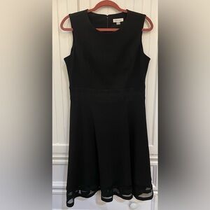 Calvin Klein Black Mesh Illusion Hem Fit Flare Stretch Sleeveless Dress - 12